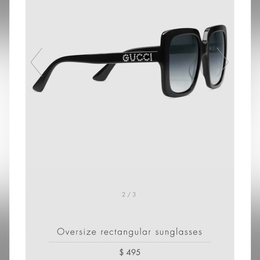Gucci Oversized Black Rectangular Sunglasses